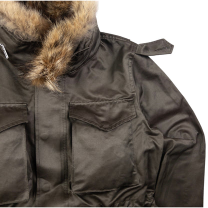 Vintage Cabane De Zucca By Issey Miyake Fur Collar Cargo Jacket Size S