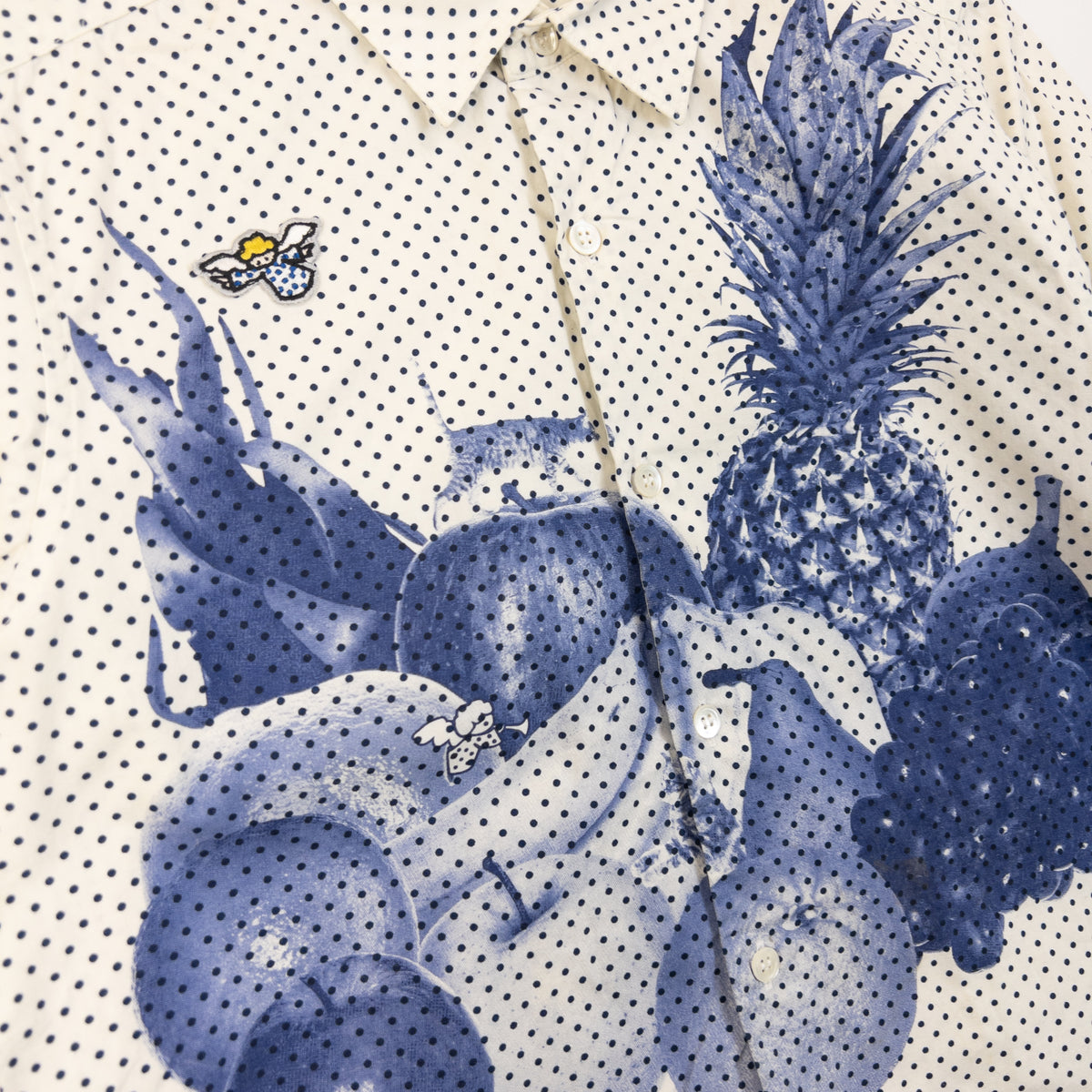 Vintage 2000s Frapbois By Issey Miyake Fruit Print Polka Dot Button Up Shirt Womens Size S