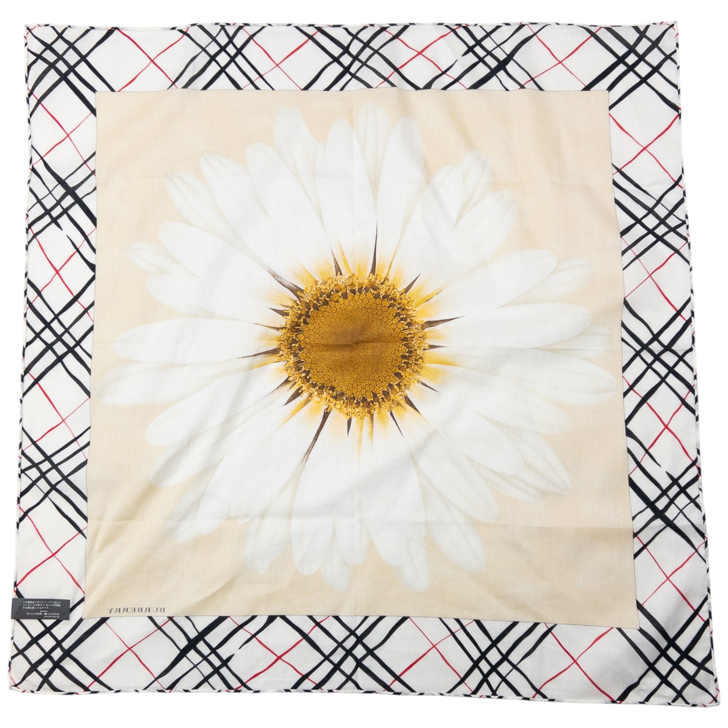 Vintage 2000s Burberry Nova Check Daisy Print Silk Scarf