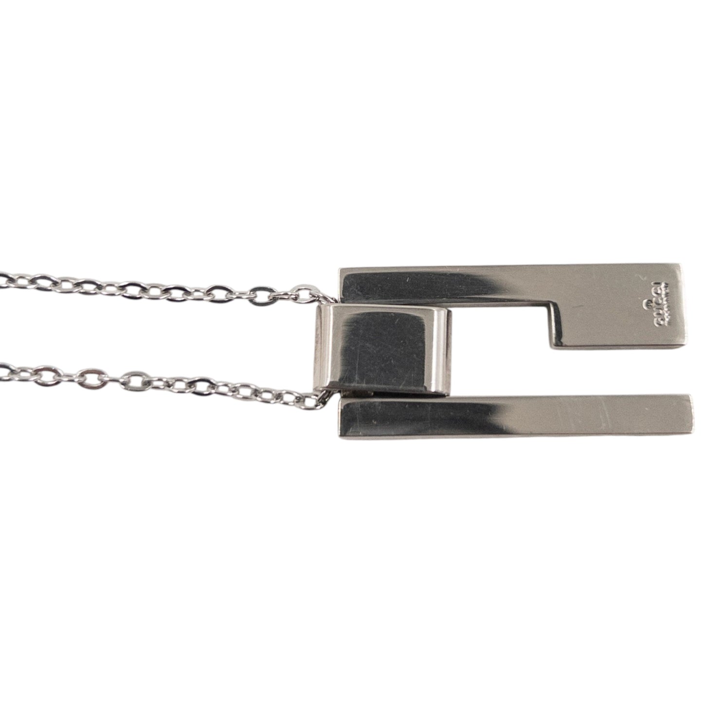 Vintage 2000s Gucci Silver G Plate Necklace