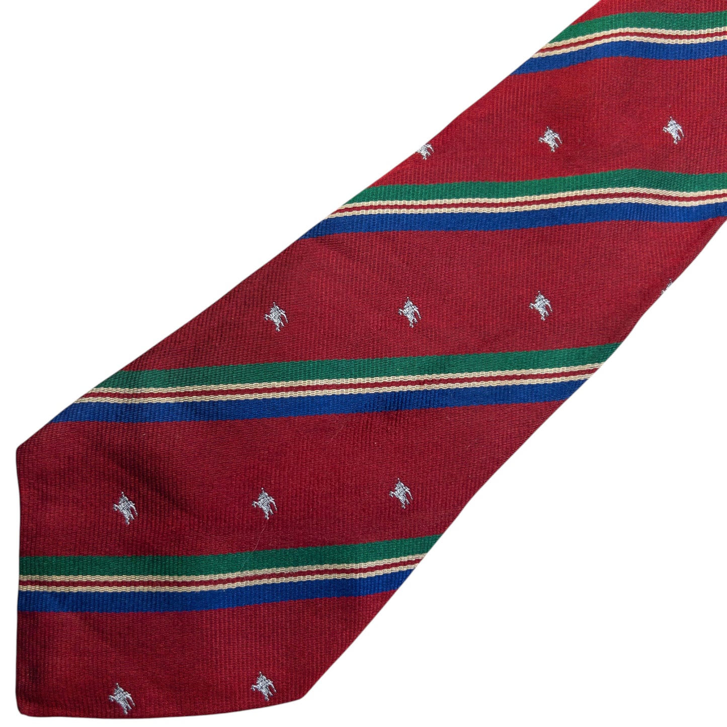 Vintage 80s Burberry Monogram Striped Silk Tie