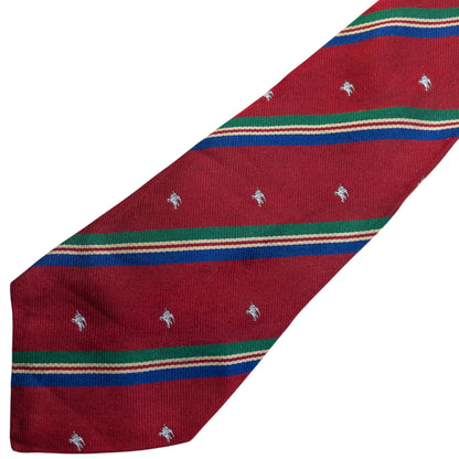 Vintage 80s Burberry Monogram Striped Silk Tie