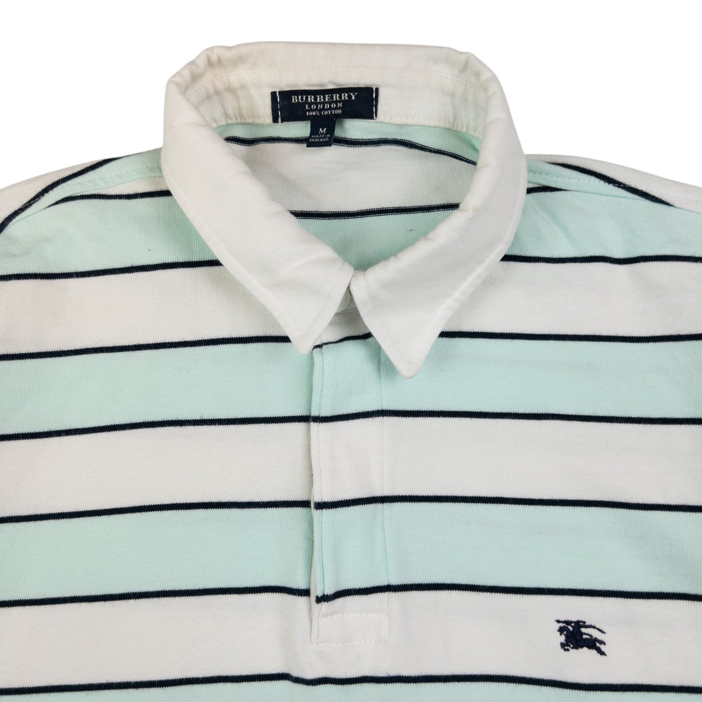 Vintage Burberry Striped Long Sleeve Rugby Polo Shirt Size M