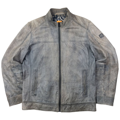 Vintage Hugo Boss Zip Up Leather Jacket Size M