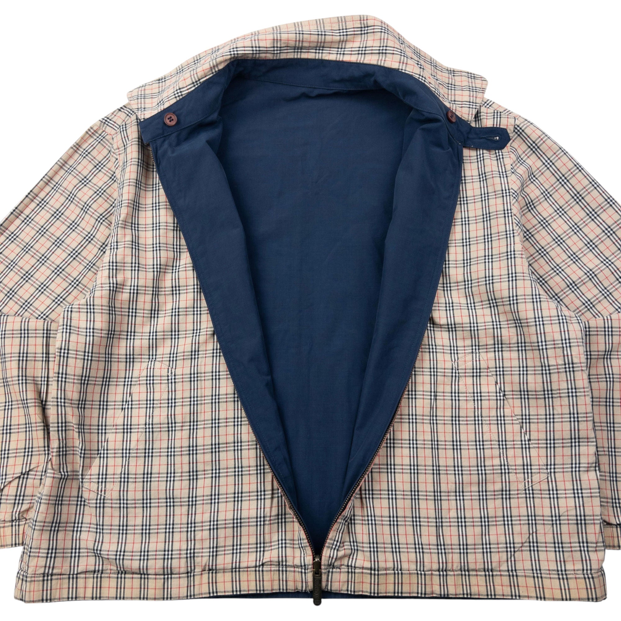 Vintage 90s Burberry Nova Check Reversible Zip Up Jacket Size M