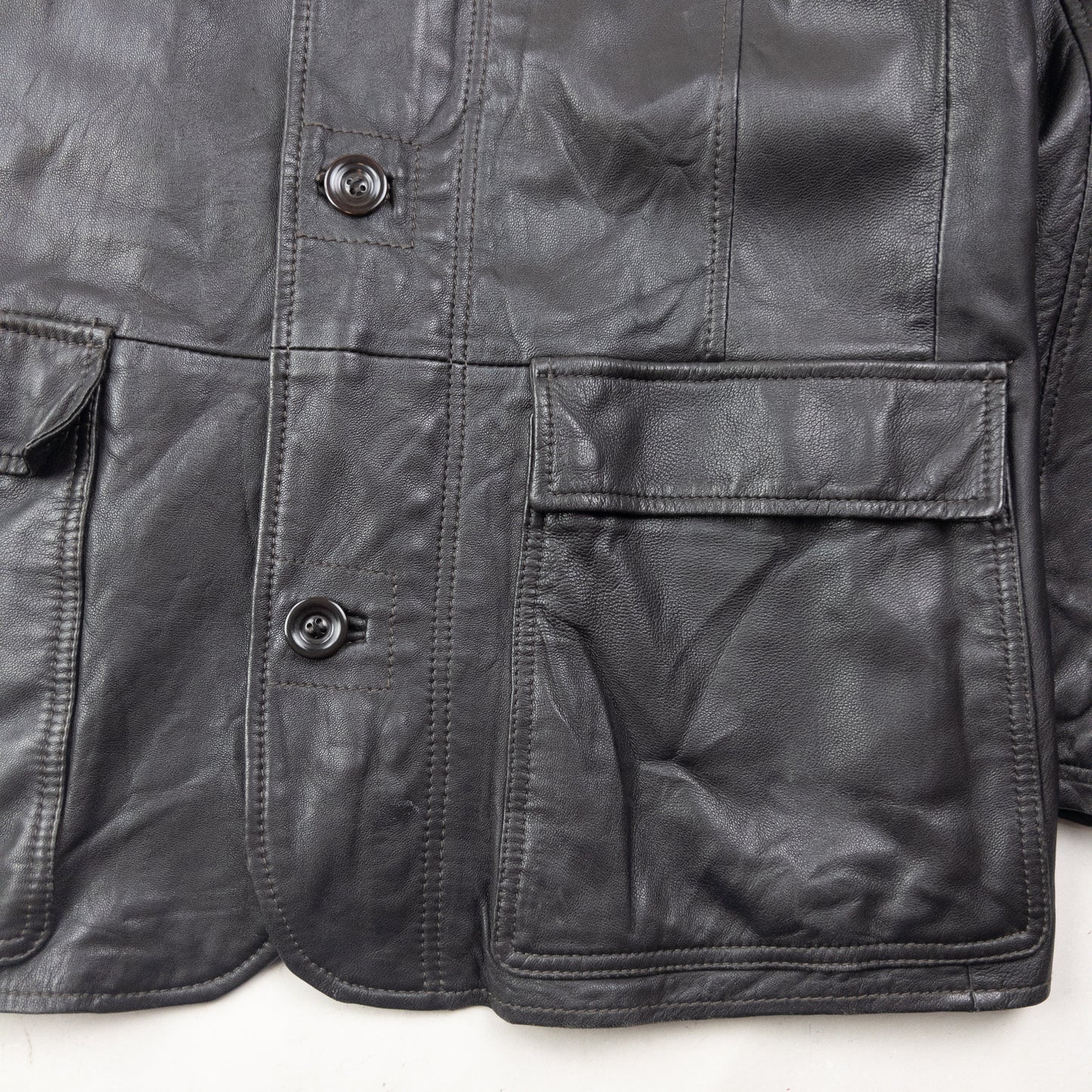 Vintage 2000s Armani Jeans Zip Up Leather Jacket Size L