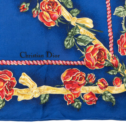 Vintage 2000s Dior Floral Rose Print Silk Scarf