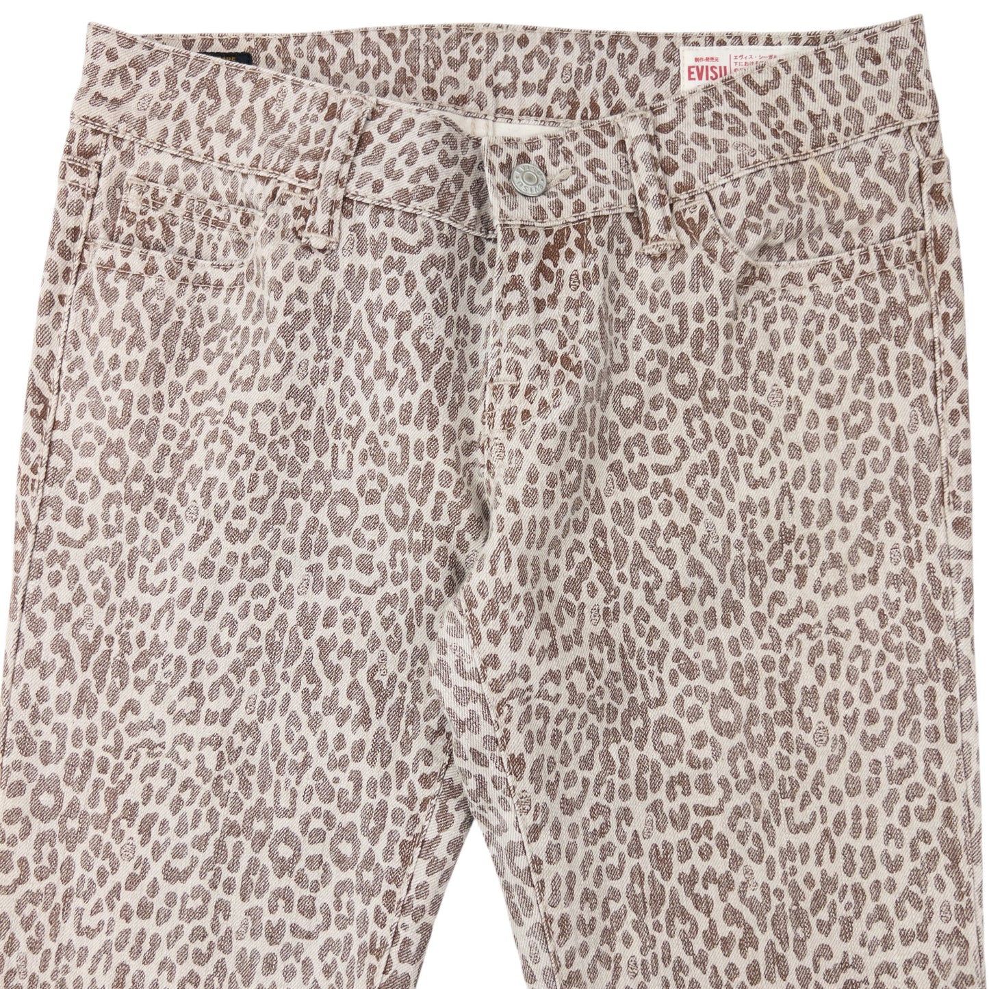 Vintage Evisu Double Gull Leopard Print Japanese Denim Jeans Size W30