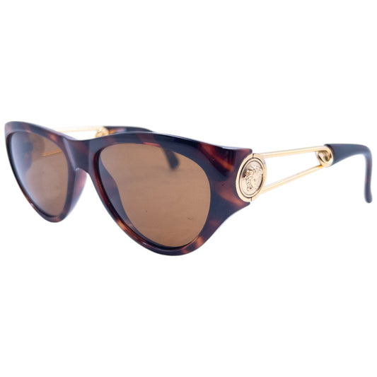 Vintage 1996 Gianni Versace Safety Pin Tortoise Shell Sunglasses