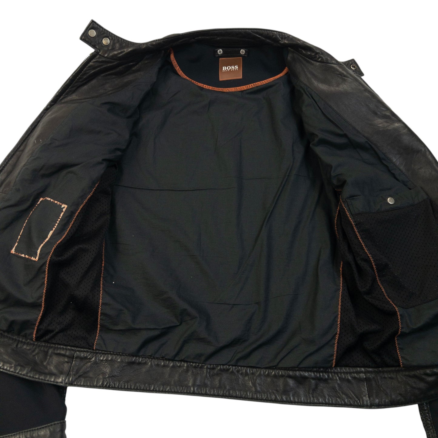 Vintage 90s Hugo Boss Zip Up Leather Jacket Size S