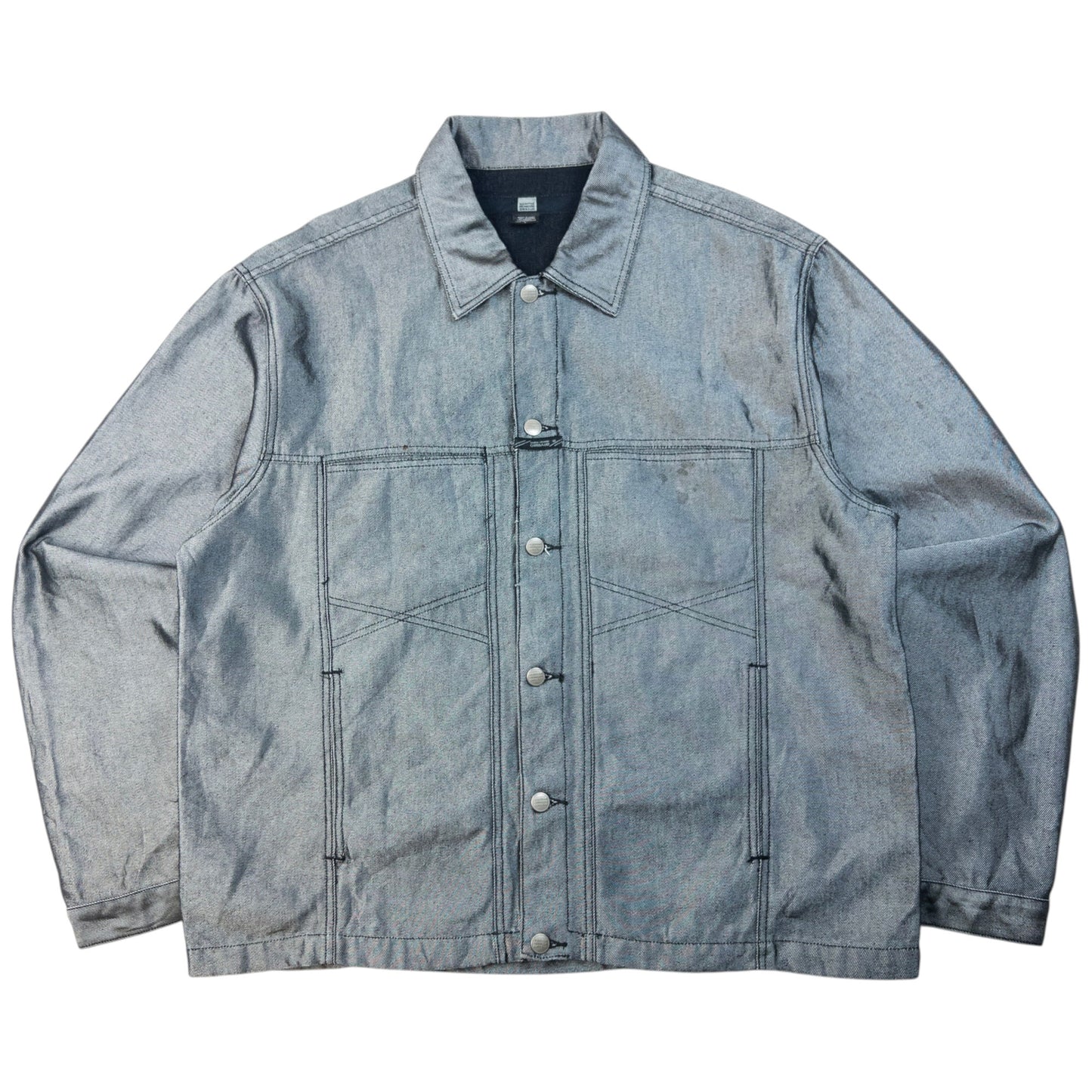 Vintage 2000s Marithe + Francois Girbaud Metallic Denim Jacket Size XL
