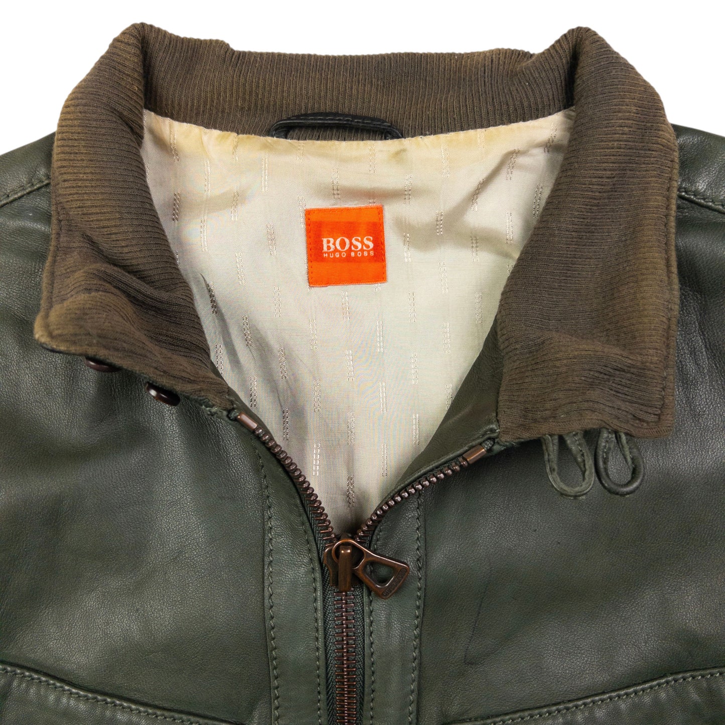 Vintage Hugo Boss Zip Up Leather Jacket Size M