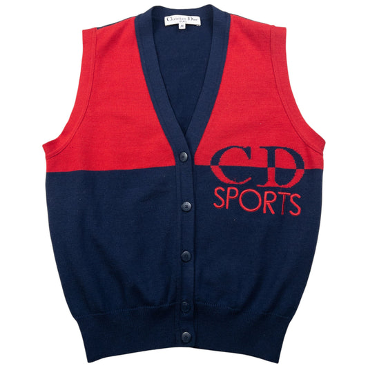Vintage Dior Sports Button Up Cardigan Vest Womens Size M