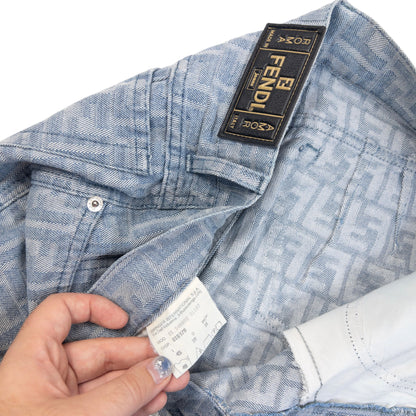 Vintage 2000s Fendi Monogram Denim Jeans Womens Size W27