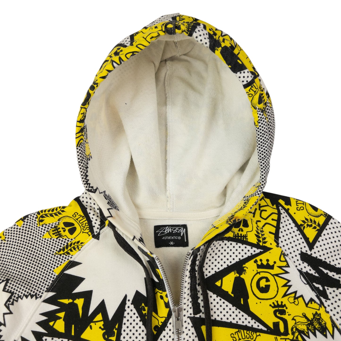 Vintage Stussy Comic Graffiti Zip Up Hoodie Size M