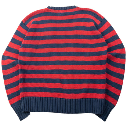 Vintage 90s Polo Ralph Lauren Crest Striped Knit Jumper Size M