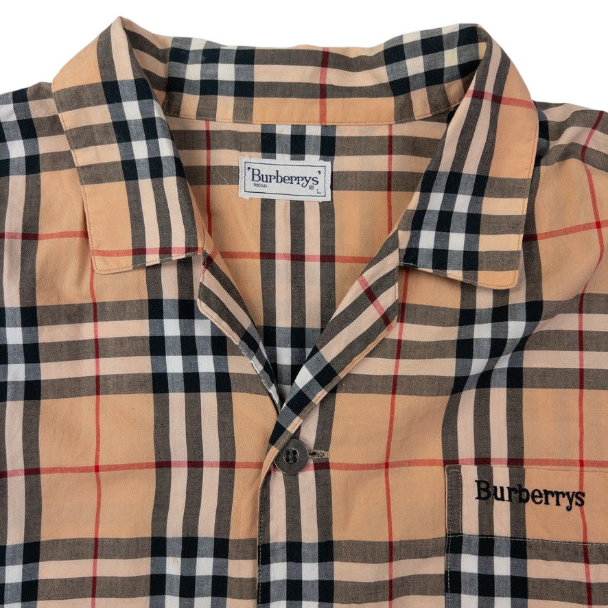 Vintage Burberry Nova Check Long Sleeve Button Up Pyjama Shirt Size L