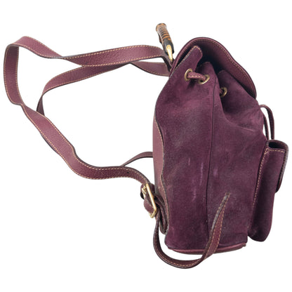 Vintage 80s Gucci Bamboo Suede Bucket Backpack