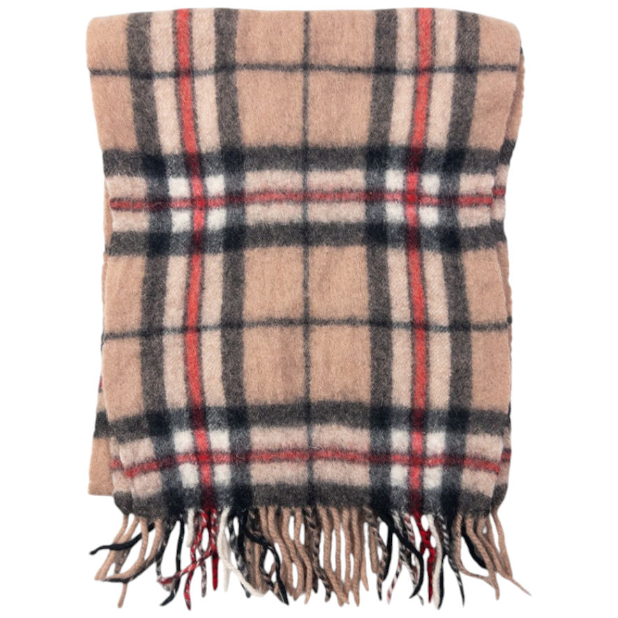 Vintage Burberry Nova Check Wool Tassel Scarf