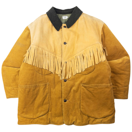 Vintage AW1986 CP Company Suede Fringe Padded Corduroy Jacket Size XL