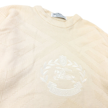 Vintage 90s Burberry Embroidered Wool Knit Jumper Womens Size S