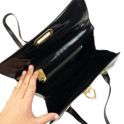 Vintage 2000s Moschino Heart Clasp Leather Shoulder Bag