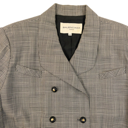Vintage 90s Balenciaga Checkered Jacket & Skirt Suit Set Womens Size L