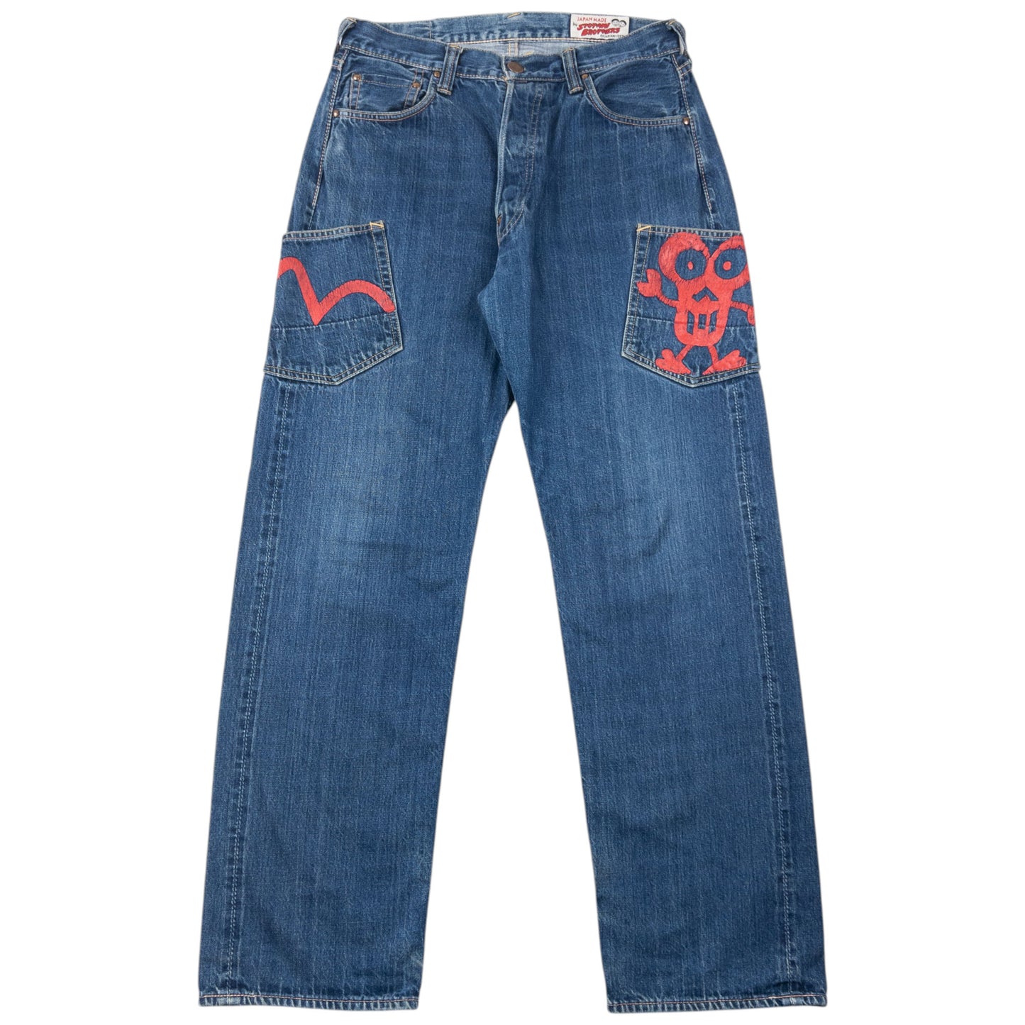 Vintage 90s Evisu Embroidered Daicock & Robot Gull Japanese Denim Jeans Size W31