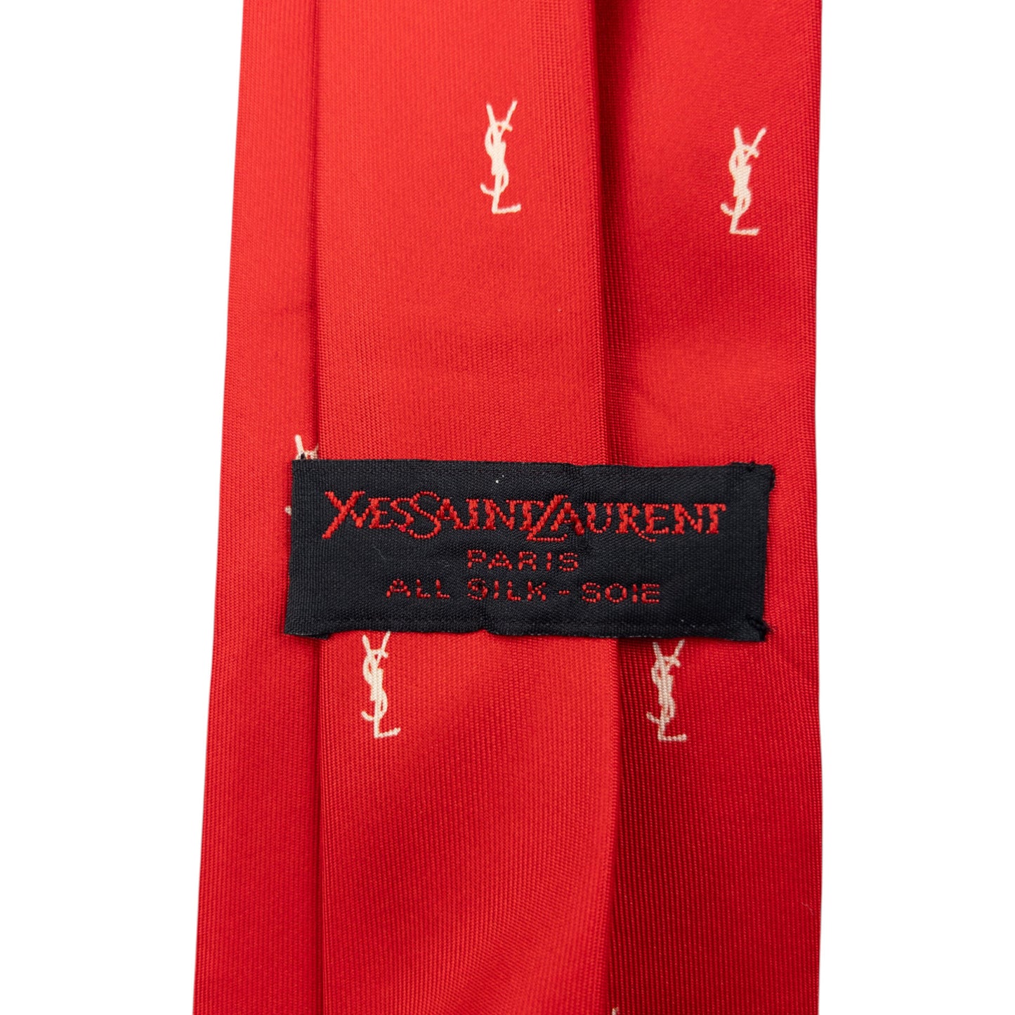 Vintage 80s YSL Yves Saint Laurent Monogram Silk Tie