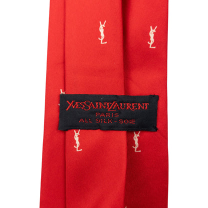 Vintage 80s YSL Yves Saint Laurent Monogram Silk Tie