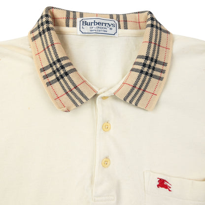 Vintage 90s Burberry Nova Check Collar Long Sleeve Polo Shirt Size M