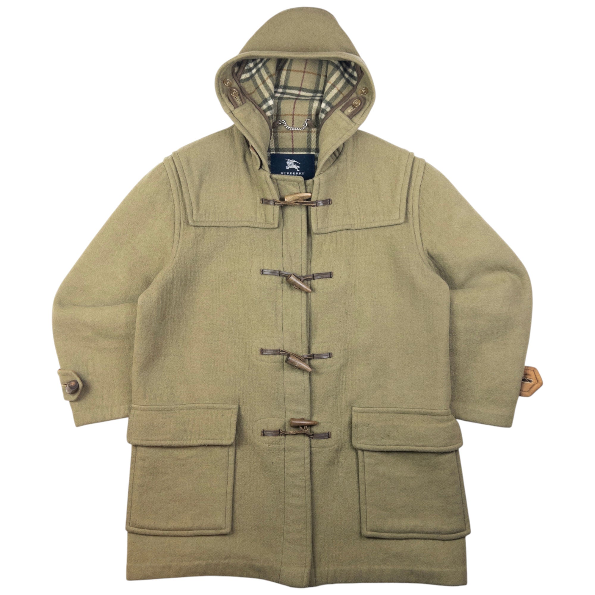 Vintage Burberry Nova Check Lined Wool Duffle Jacket Size L