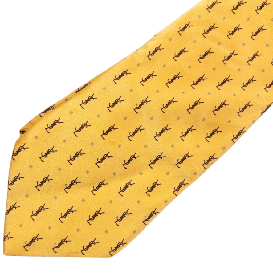 Vintage YSL Yves Saint Laurent Monogram Silk Tie