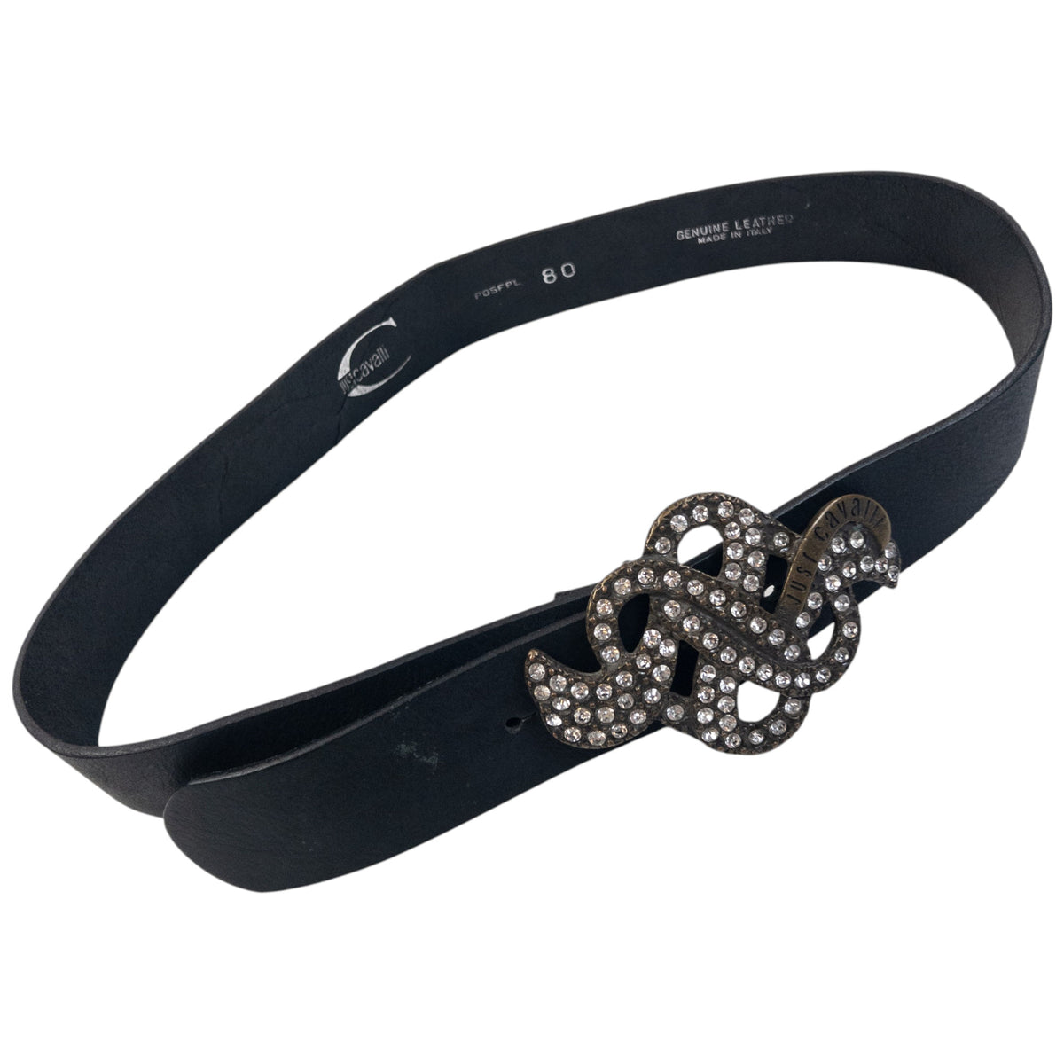 Vintage 2000s Roberto Cavalli Diamanté Leather Belt Size M