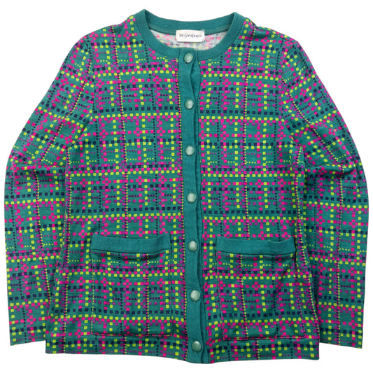 Vintage 90s YSL Yves Saint Laurent Pattern Cardigan Womens Size S