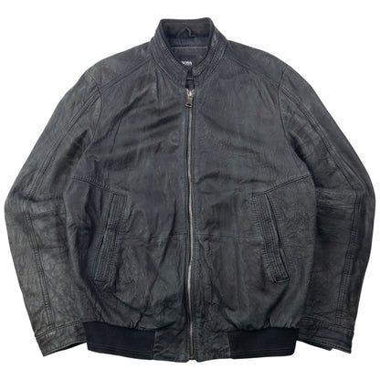 Vintage 2000s Hugo Boss Zip Up Leather Jacket Size M