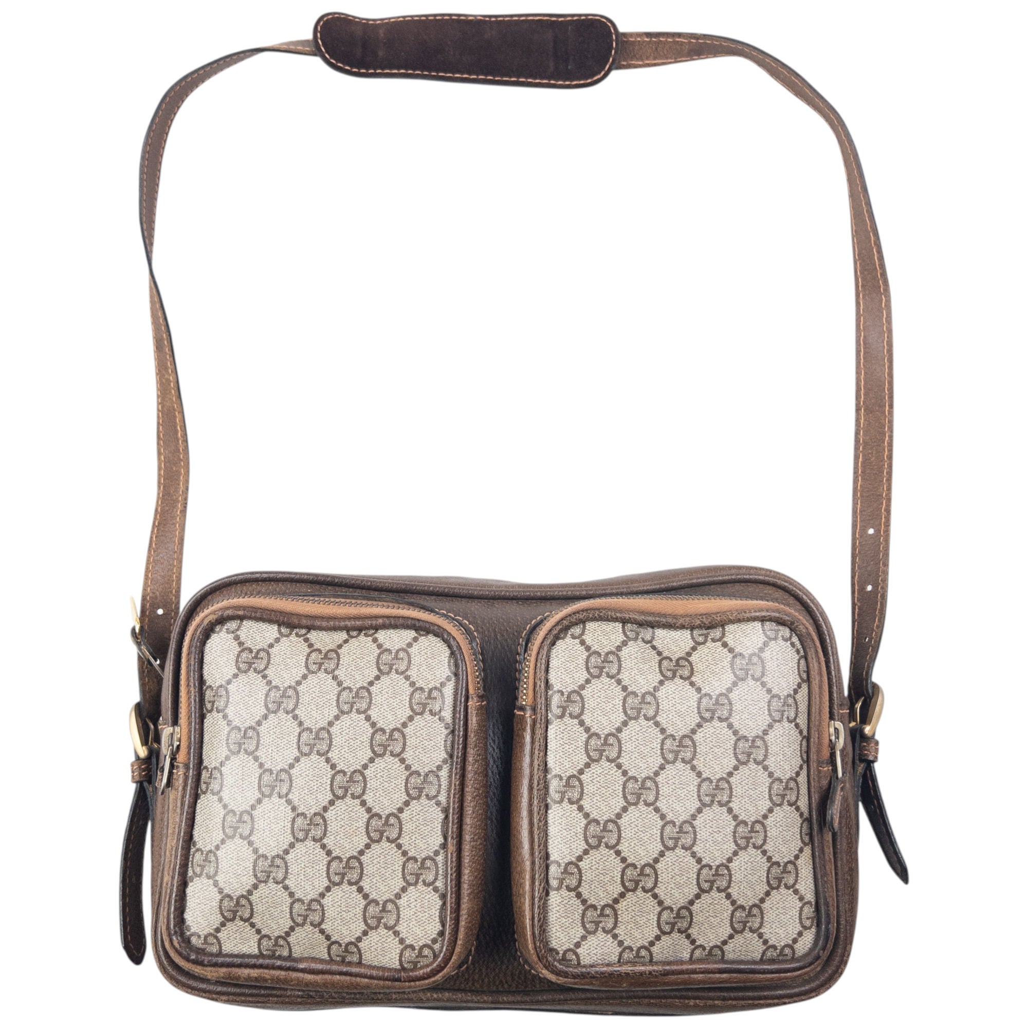 Vintage 80s Gucci Monogram Leather Crossbody Bag