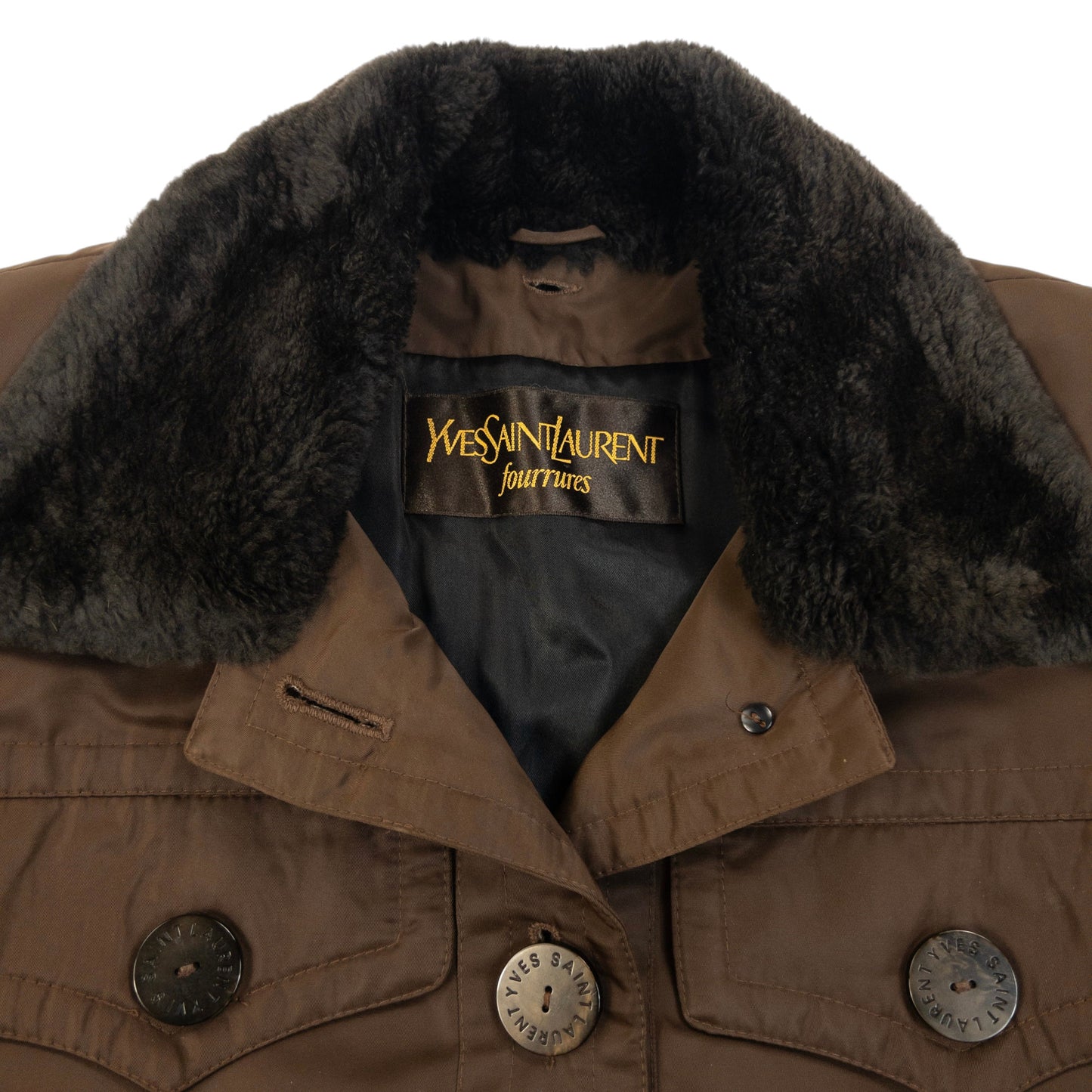 Vintage 90s YSL Yves Saint Laurent Fur Collar Jacket Womens Size L