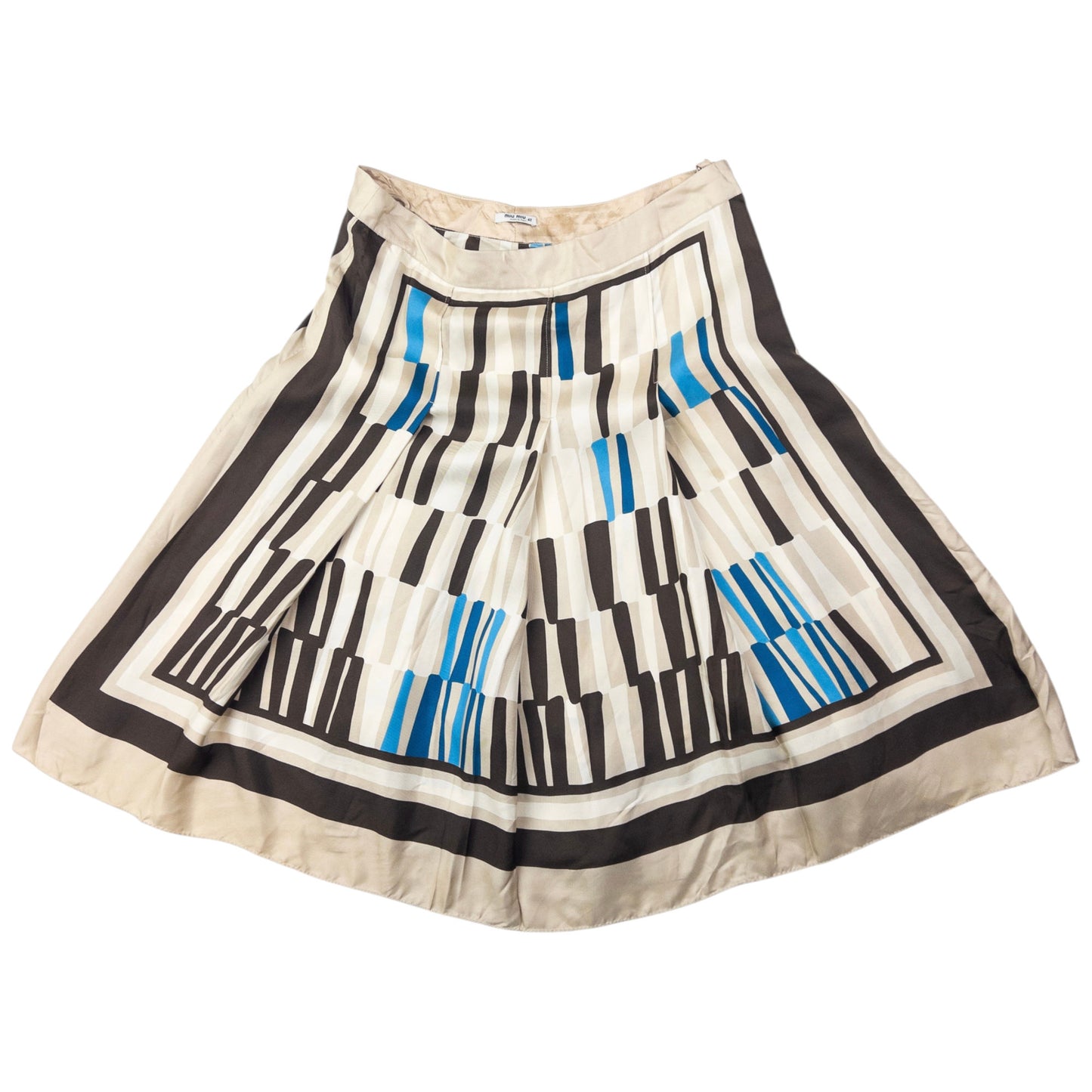 Vintage Miu Miu Pleated Pattern Silk Skirt Womens Size W28