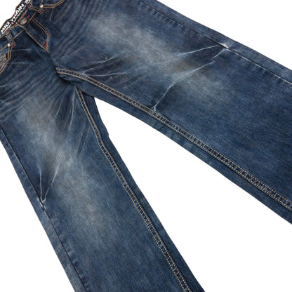 Vintage Big Train Embroidered Koi Fish Japanese Denim Jeans Size W29