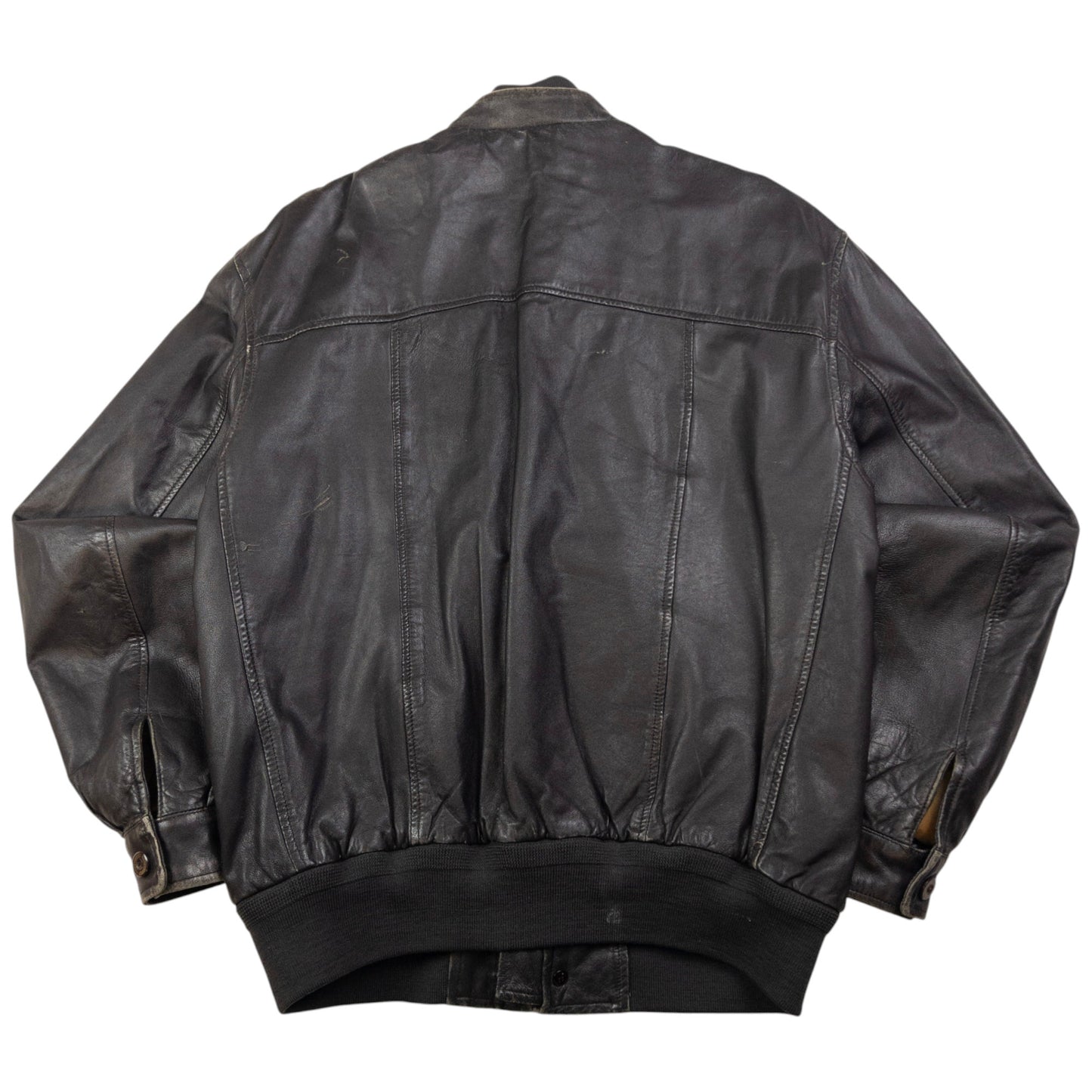 Vintage Burberry Nova Check Lined Leather Jacket Size L