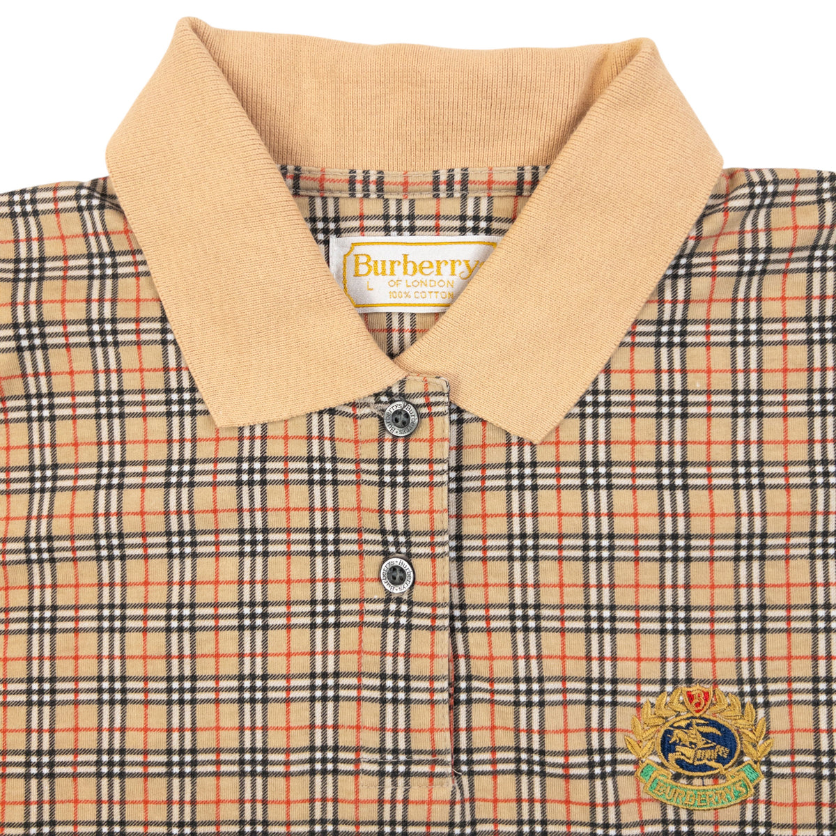 Vintage 90s Burberry Nova Check Polo Shirt in beige (cotton), photo 3