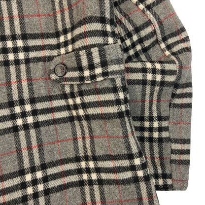 Vintage 90s Burberry Fur Hood Nova Check Wool Duffle Jacket Womens Size M