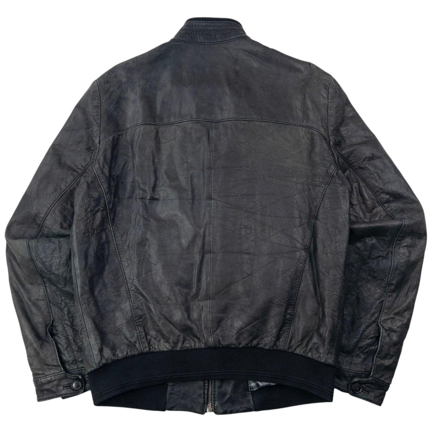 Vintage 2000s Hugo Boss Zip Up Leather Jacket Size M