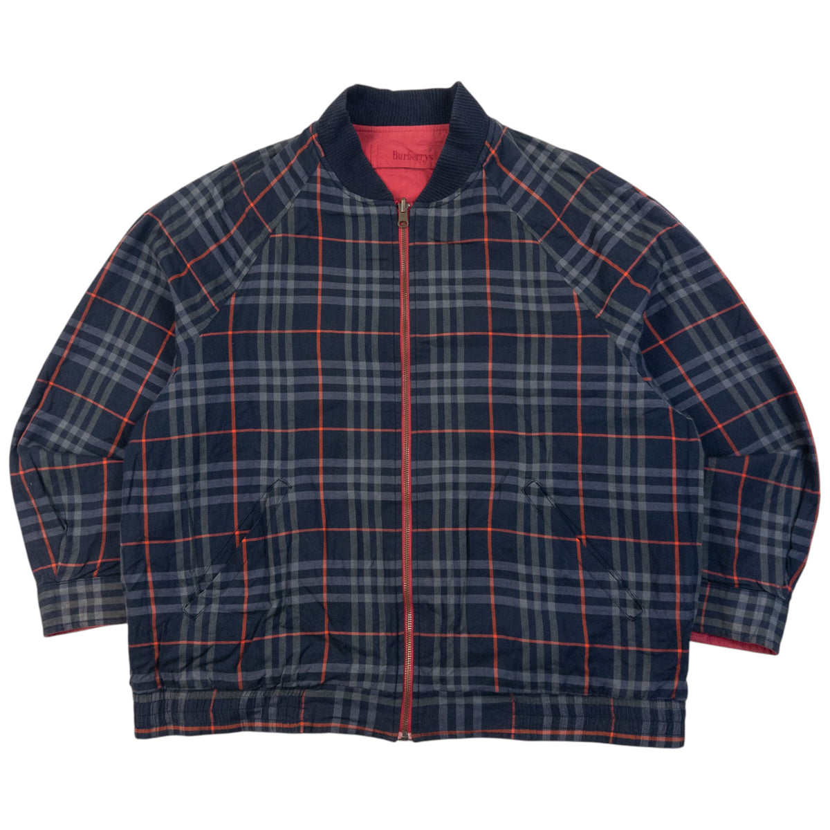 Vintage 90s Burberry Nova Check Reversible Bomber Jacket Size L
