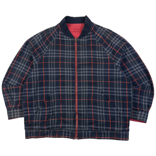 Vintage 90s Burberry Nova Check Reversible Bomber Jacket Size L