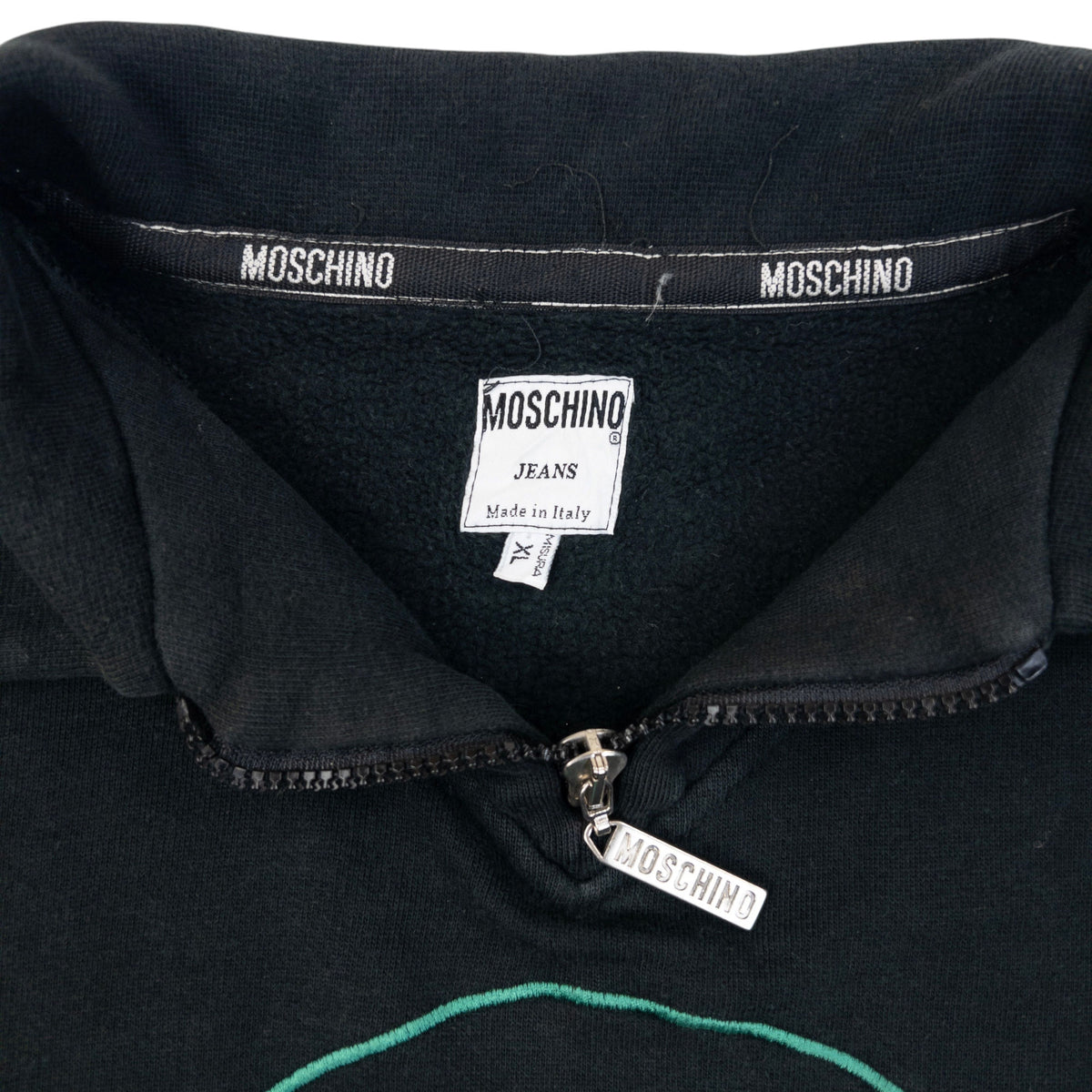 Vintage 90s Moschino Jeans Peace Sign Q Zip Sweatshirt Size L