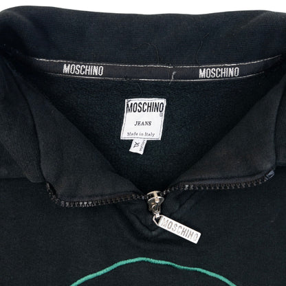 Vintage 90s Moschino Jeans Peace Sign Q Zip Sweatshirt Size L