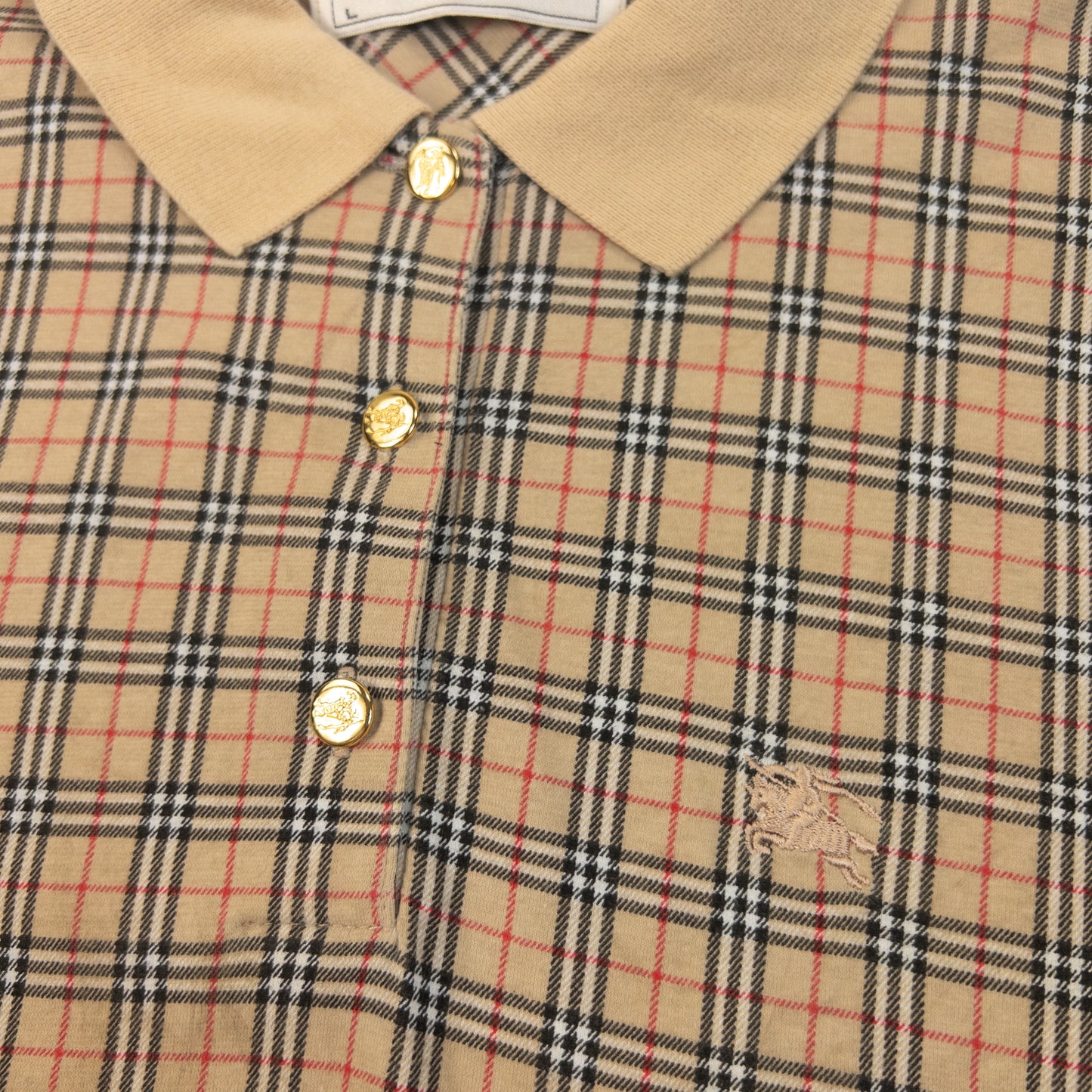 Vintage 90s Burberry Nova Check Polo Shirt Womens Size L