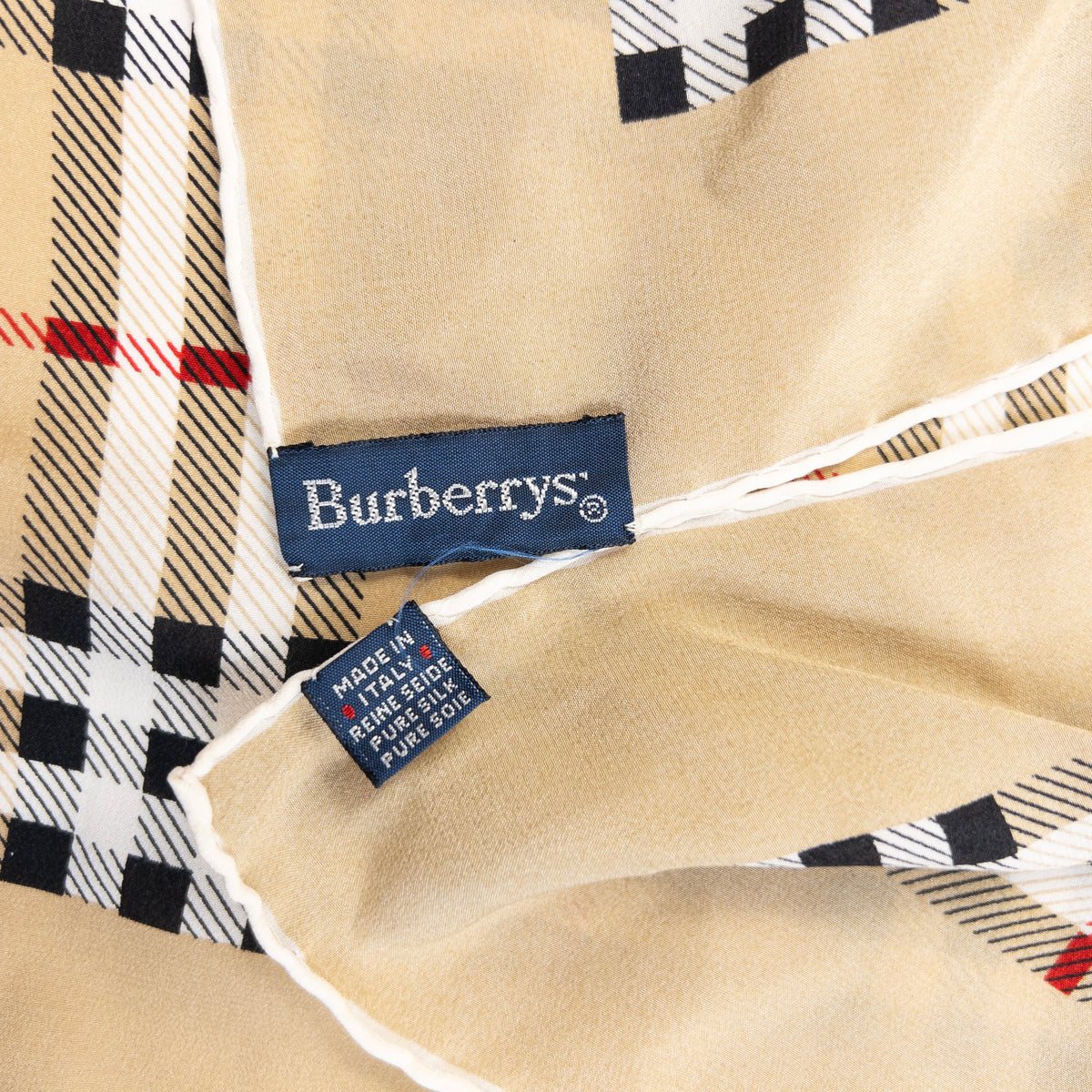 Vintage 90s Burberry Nova Check Silk Scarf in beige, photo 7